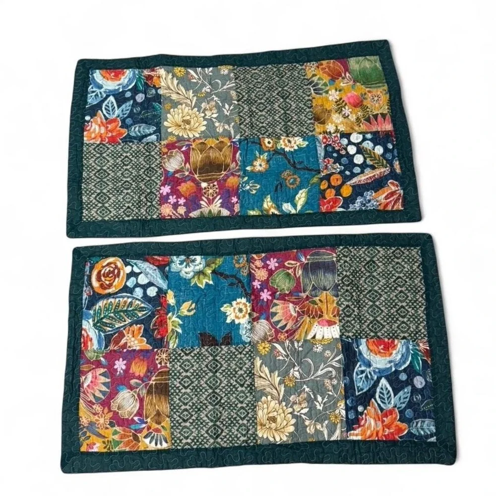 King Size Quilted Pillow Shams with a boho vibe floral‎ patterns